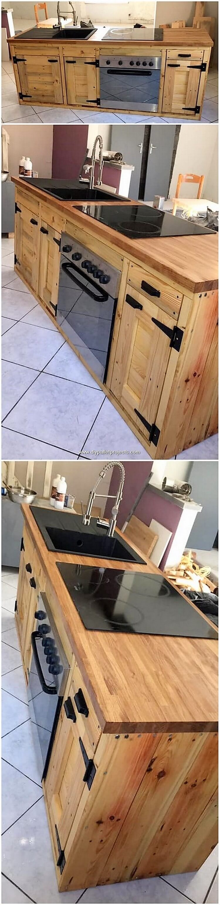Pallet Kitchen Island Table with Sink