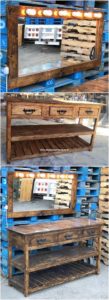 Pallet Mirror Frame and Table with Drawers