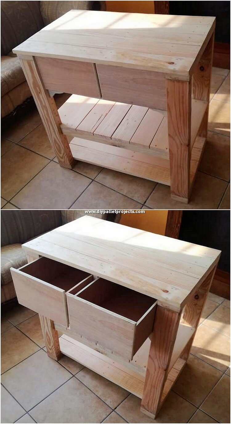Pallet Table with Drawers