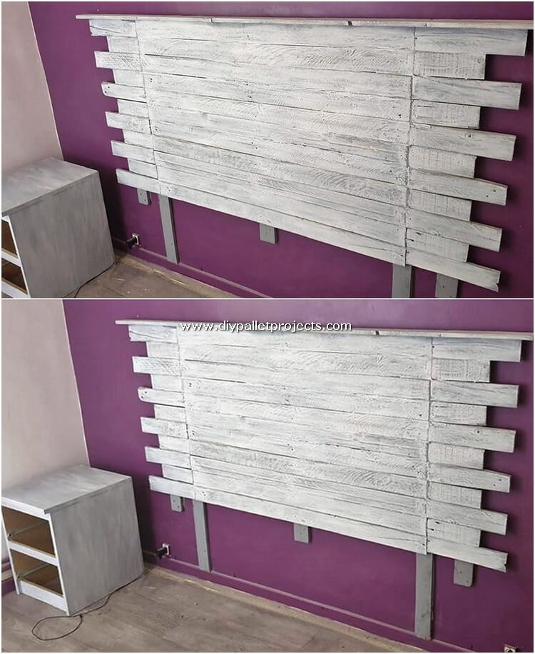 Pallet Bed Headboard and Side Table
