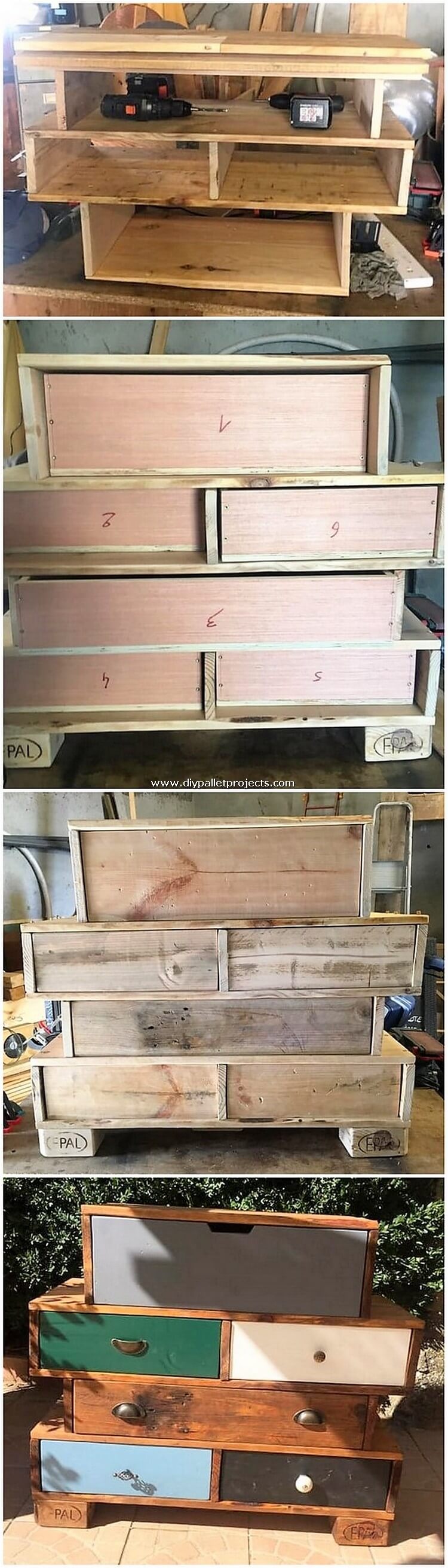 DIY Pallet Chest of Drawers