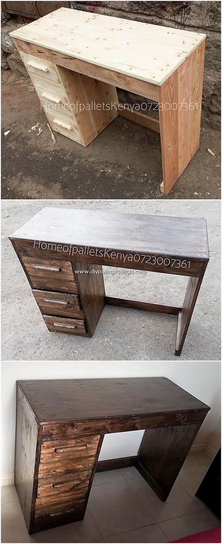 Pallet Desk with Drawers