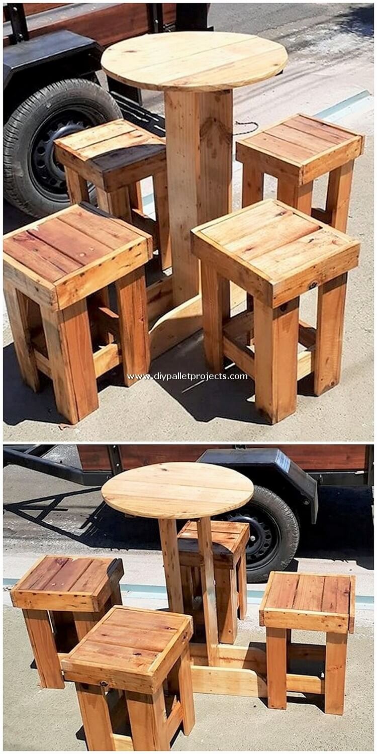 Pallet Table and Stools